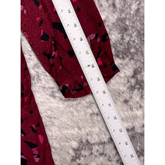 BA&SH Dress 0 Womens Thelma Ruffle Trimmed Satin Red Pink Long Sleeve Mini - Picture 5 of 8